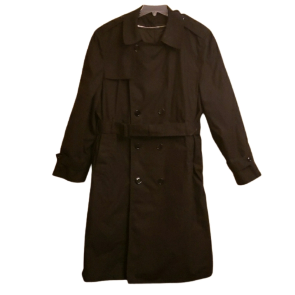 DSCP Garrison Collection 44R Black Mens Dbl Breasted Military Trench Coat&Lining